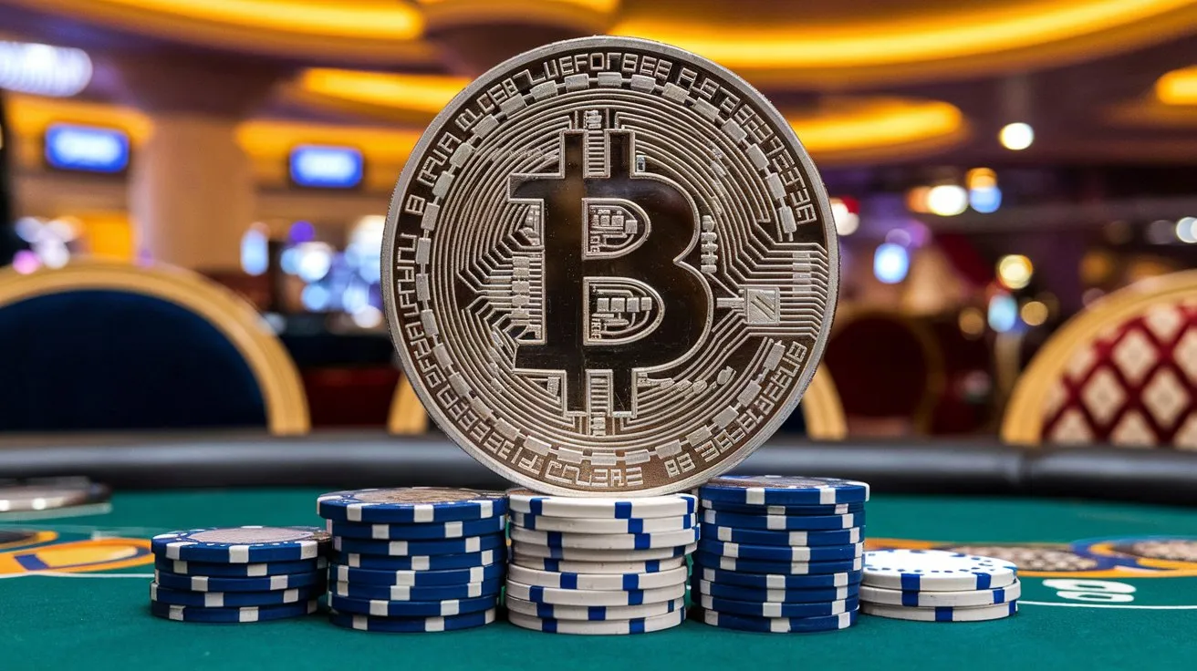 Bitcoin casino interface showing cryptocurrency payment options and games